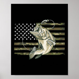 Poster Camuflagem de Pesca Nós Bandeira Americana B Peixe