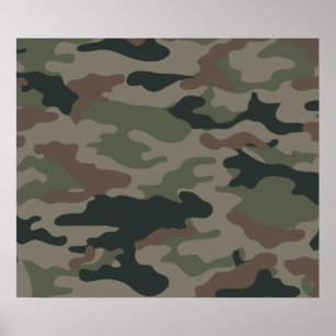 Poster Camuflagem do Exército em Militares Verdes e Marr