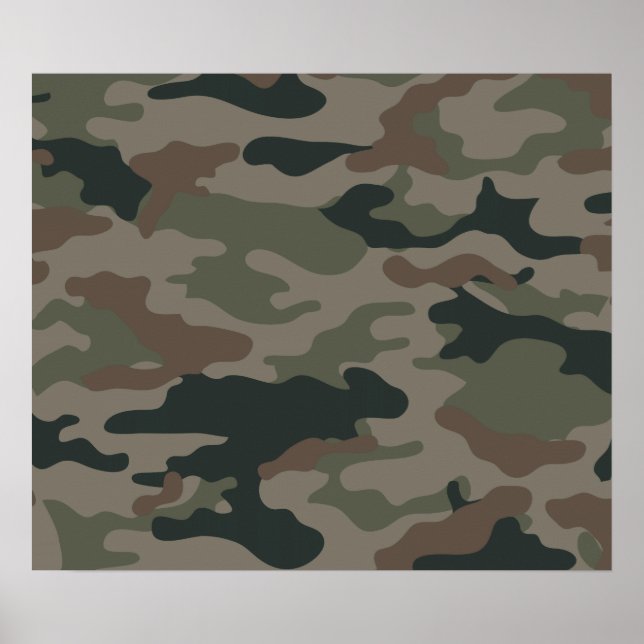 Poster Camuflagem do Exército em Militares Verdes e Marro (Frente)