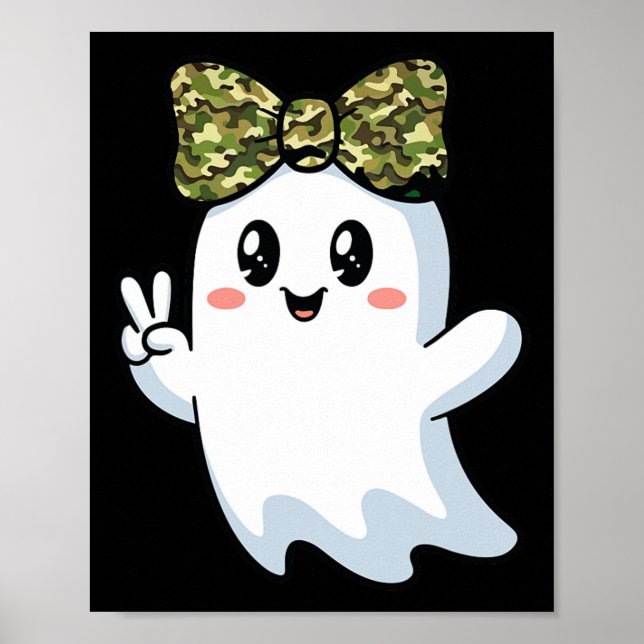 Poster Camuflagem engraçada de Halloween Camo Fantasma Ol (Frente)