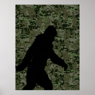Pôster Camuflagem ida preto de Digitas da floresta de