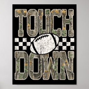 Poster Camuflagem retrô xadrez Futebol Touchdown Dia de J