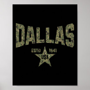 Poster Camuflagem Souvenir EUA Estrela Dallas Texas