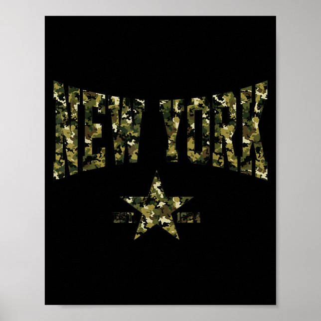 Poster Camuflagem Souvenir EUA Estrela Nova York Ny Nova  (Frente)