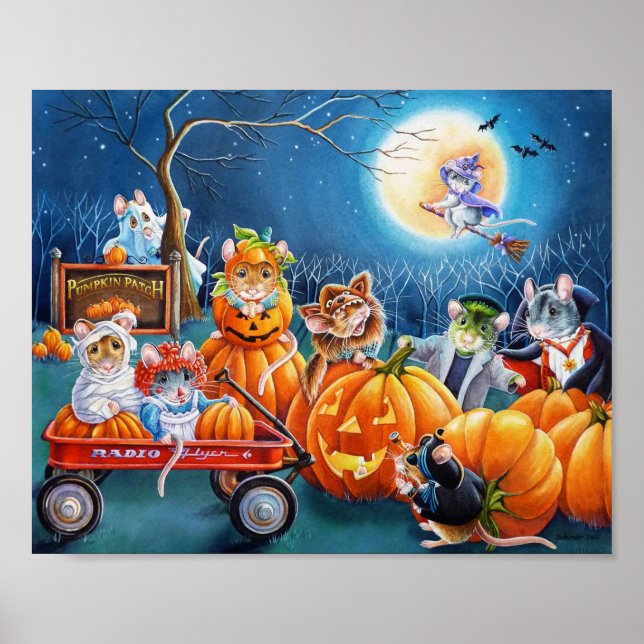 Poster Camundongos do Dia das Bruxas em Pumpkin Patch Wat (Frente)