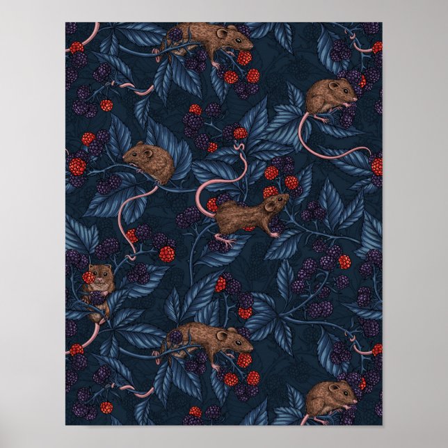 Poster Camundongos e amoras-negras no marinho (Frente)