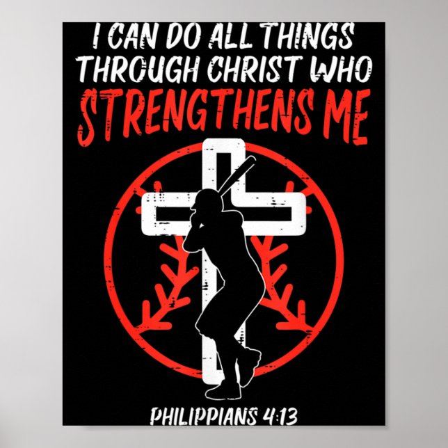 Poster Can Do All Things Baseball Religious Christian Men (Frente)