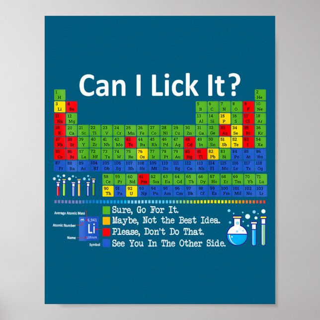 Poster Can I Lick It Periodic Table Chart Science Teacher (Frente)