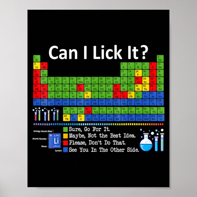 Poster Can I Lick It Periodic Table Chart Science Teacher (Frente)