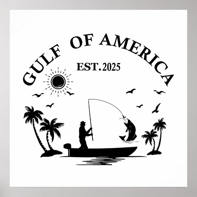 Poster Cana de pescar patriótica americana Golfo da Améri (Frente)