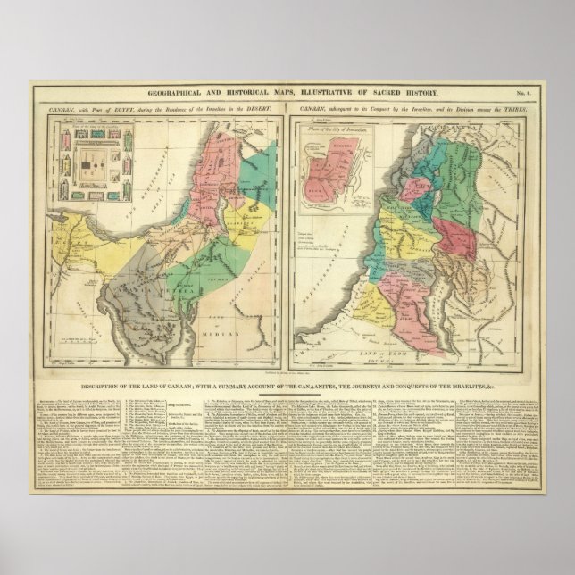 Poster Canaan - Mapa do Atlas de Israel (Frente)