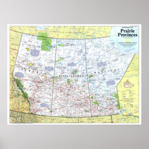 Poster Canadá: 1994 Mapa das províncias de Prairie 1/2 