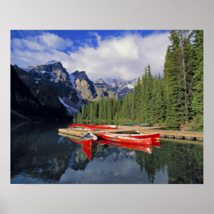 Pôster Canadá, Alberta, Lago Moraine. O espelho d'água