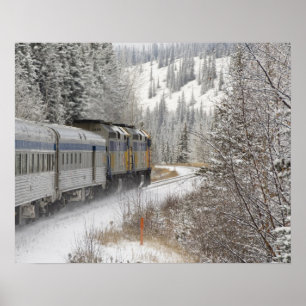 Pôster Canadá, Alberta. Trem de neve da VIA Rail entre