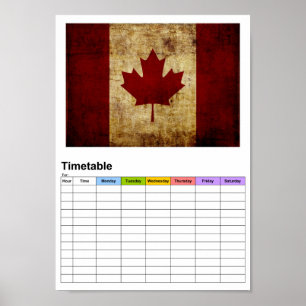 Poster Canadá/bandeira desgastada  / Horário