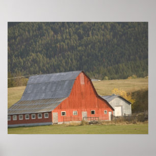Pôster CANADÁ, British Columbia, Enderby. Red Barn /