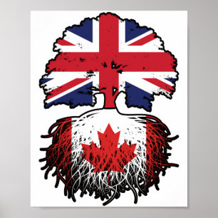 Poster Canadá canadiano British Tree Roots Flag