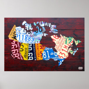 Pôster Canadá License Plate Map Edition 2