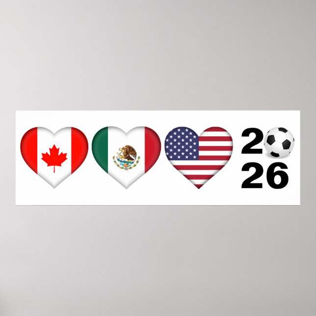 Poster Canadá México EUA hospedando o Futebol Tournament  (Frente)