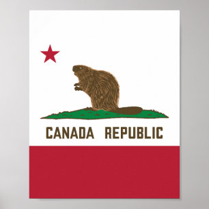 Poster Canadá República da Califórnia Flag Beaver