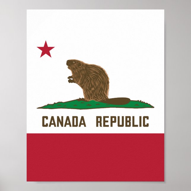 Poster Canadá República da Califórnia Flag Beaver (Frente)