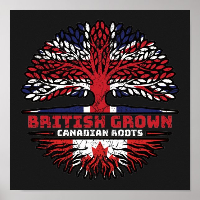 Poster Canadense Canada Uk Reino Unido British Tree (Frente)