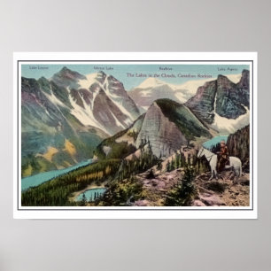 Poster Canadense Montanhas Rochosas do vintage, lagos nas