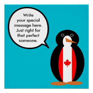 Pôster Canadense Talking Ms Penguin Personalizado