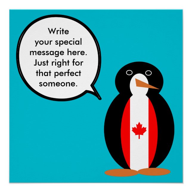 Pôster Canadense Talking Ms Penguin Personalizado (Frente)