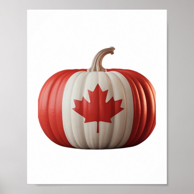 Poster Canadiano Flag Pumpkin Maple Leaf Thankplaying Ove (Frente)