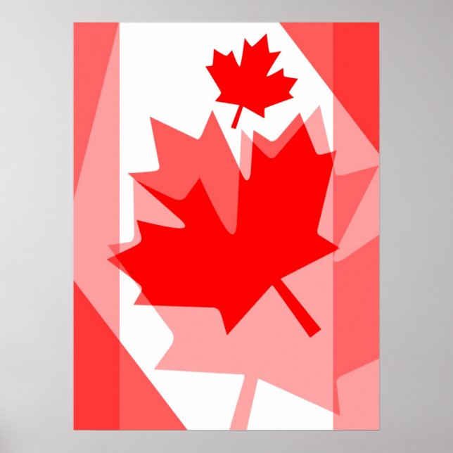 Pôster Canadiano vermelho Maple Leaf Layout Estilo CANADÁ (Frente)