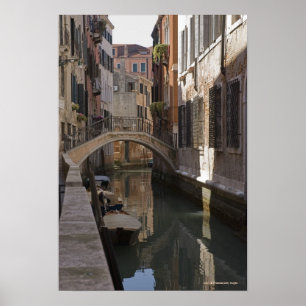 Pôster Canais de Veneza e ponte de pedra