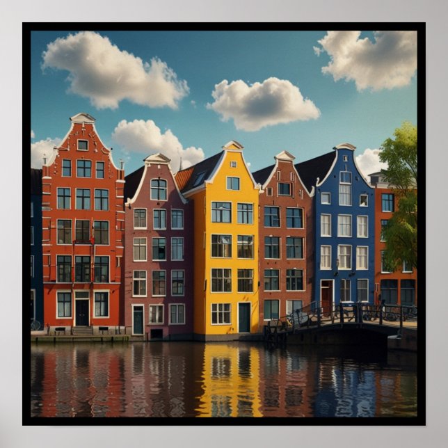 Poster Canal Charming Amsterdam (Frente)
