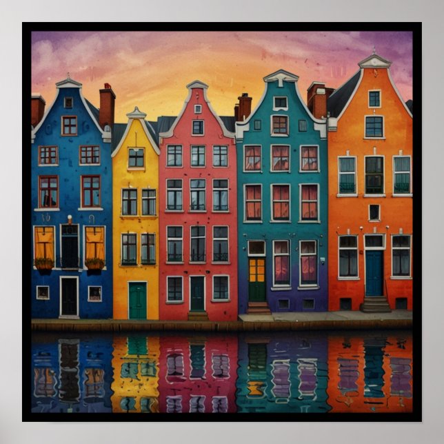 Poster Canal Charming Amsterdam (Frente)
