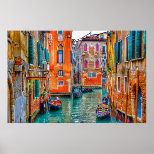 POSTER CANAL COLORIDO DE VENEZA, ITALIA