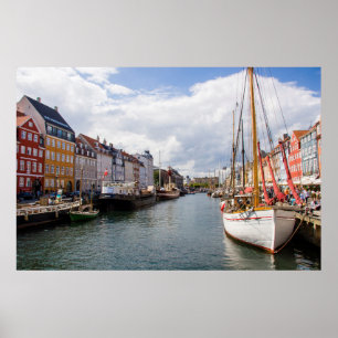 Poster Canal com Barcos   Copenhaga