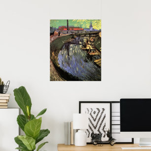 Pôster Canal com Mulheres Lavando por Vincent van Gogh
