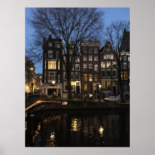 Poster Canal de Amsterdã Evening Night Glow Foto
