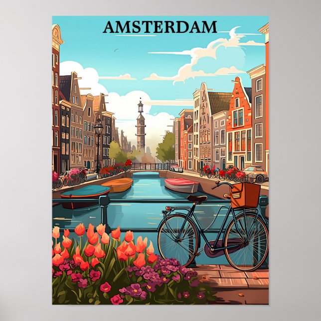 Poster Canal de Amsterdam Holland (Frente)
