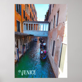 Poster Canal de Veneza Gondolas cobriu Skywalk Palazzos