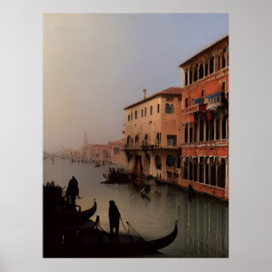 Poster Canal de Veneza Itália e Pintura de Gondolas