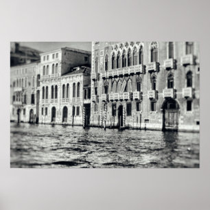 Pôster Canal de Veneza Via navegável Itália Black & Whi
