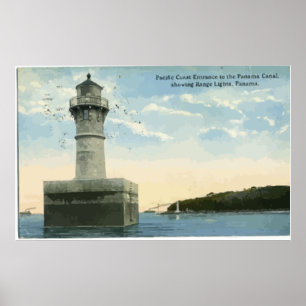 Pôster Canal do Panamá que mostra luzes de escala,