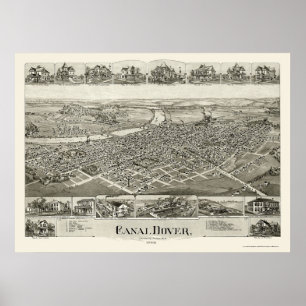 Poster Canal Dover, Mapa Panorâmico OH - 1899