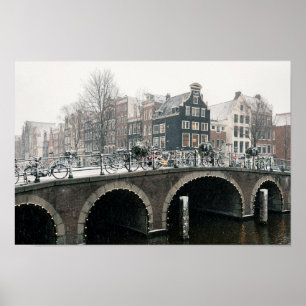 Poster Canal em Amsterdã no inverno