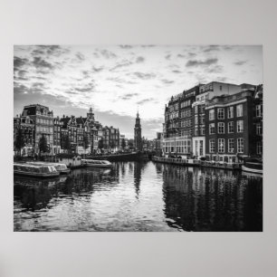 Poster Canal View de Amsterdã com Arquitetura Histórica