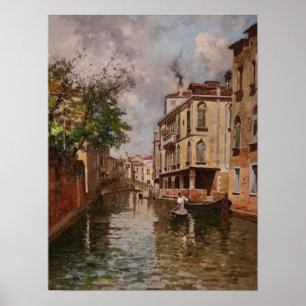 Poster Canal Vintage Veneza Antonio Leto Veneziano