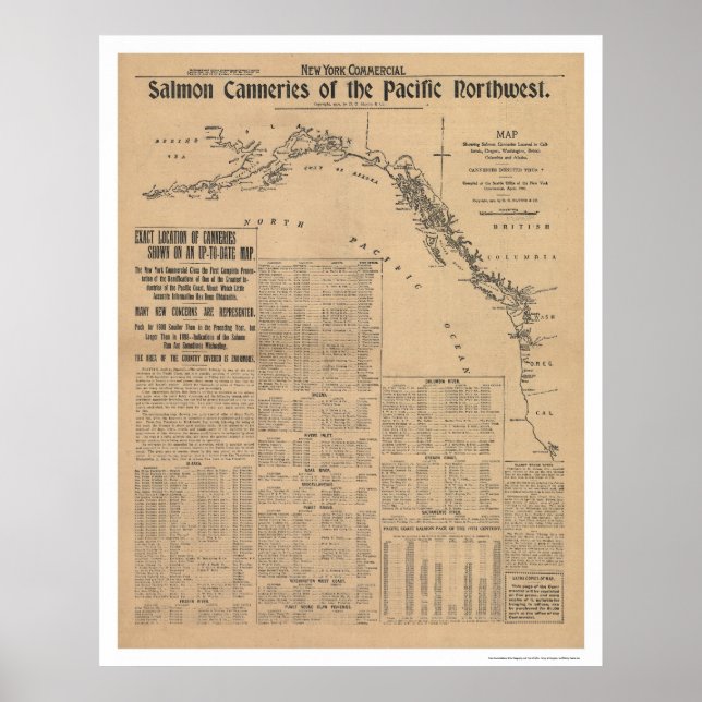 Pôster Canarias de Salmão do Noroeste do Pacífico 1901 (Frente)