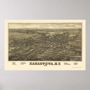 Pôster Canastota, mapa panorâmico de NY - 1885