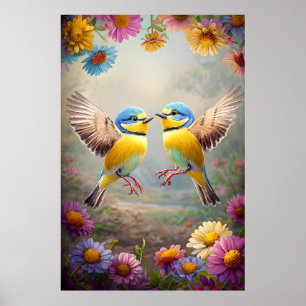 Poster Canaviais Coloridos em Bloom - Primavera Floral Po